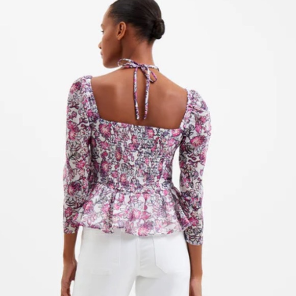 -NWT French connection Fontini Recycled Hallie Halter Peplum Top in summer white - Picture 4 of 14